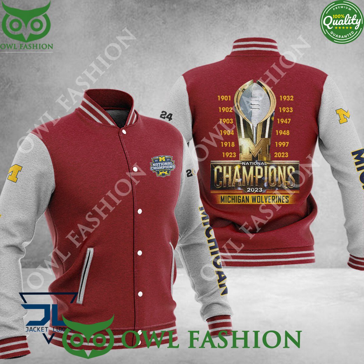 Michigan Wolverines 12th National Champions Color Baseball jacket Varsity