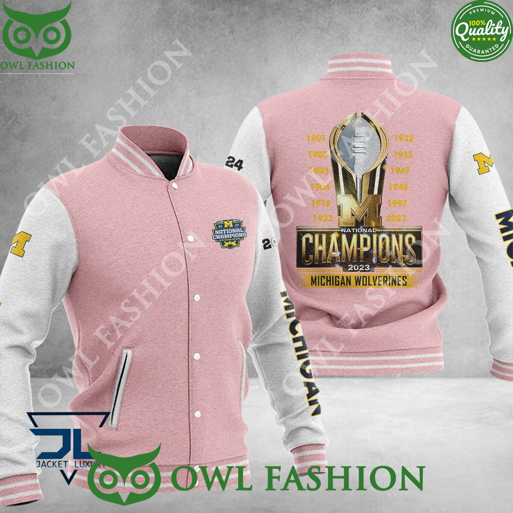 Michigan Wolverines 12th National Champions Color Baseball jacket Varsity