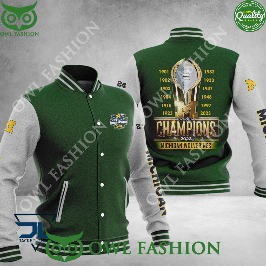 Michigan Wolverines 12th National Champions Color Baseball jacket Varsity