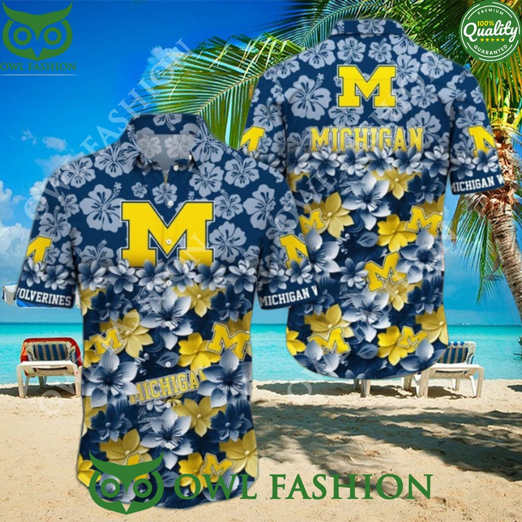 Michigan Wolverines 2024 NCAA Hawaiian Shirt Floral Flower Trending Summer