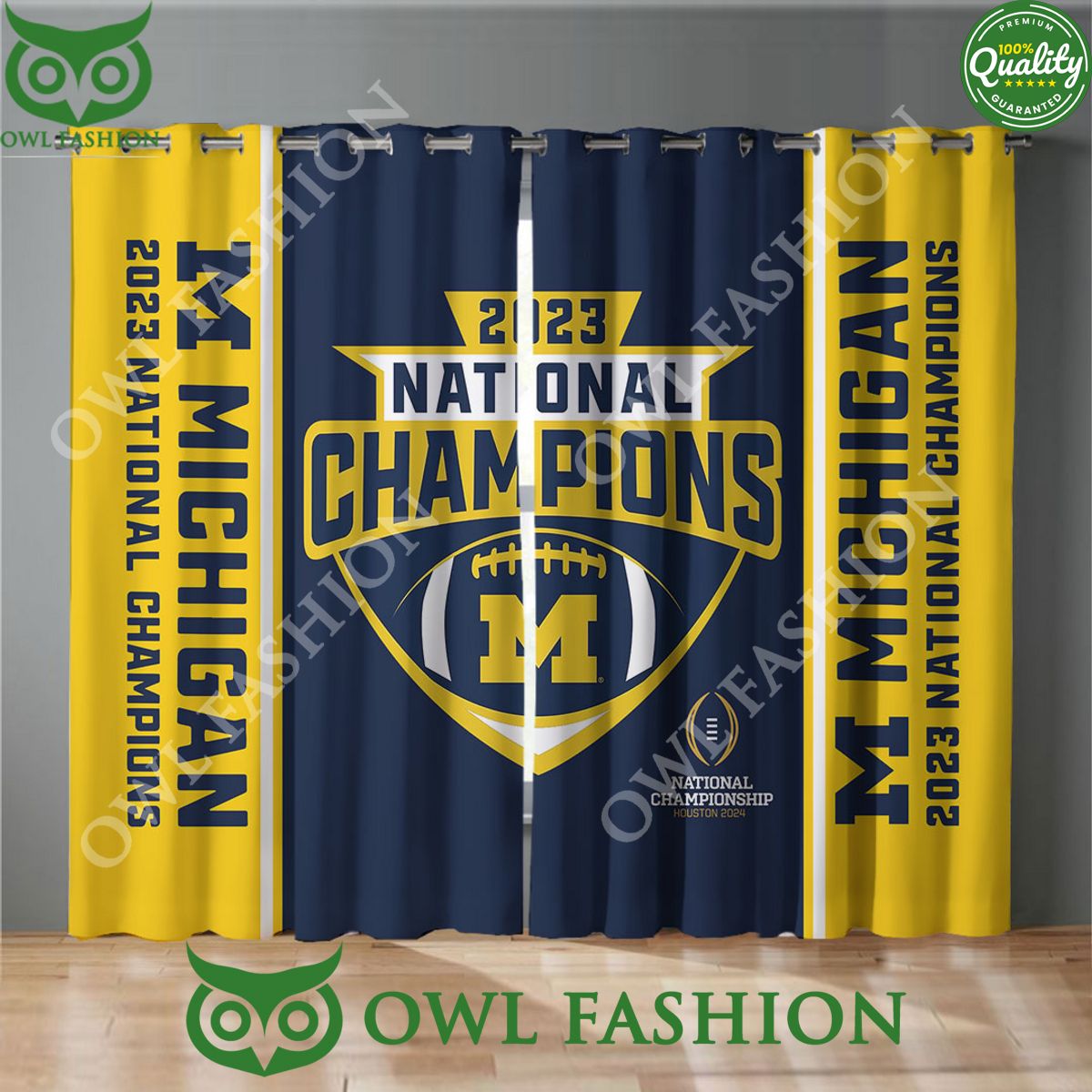 Michigan Wolverines Football 2023 National Champions Window Curtain