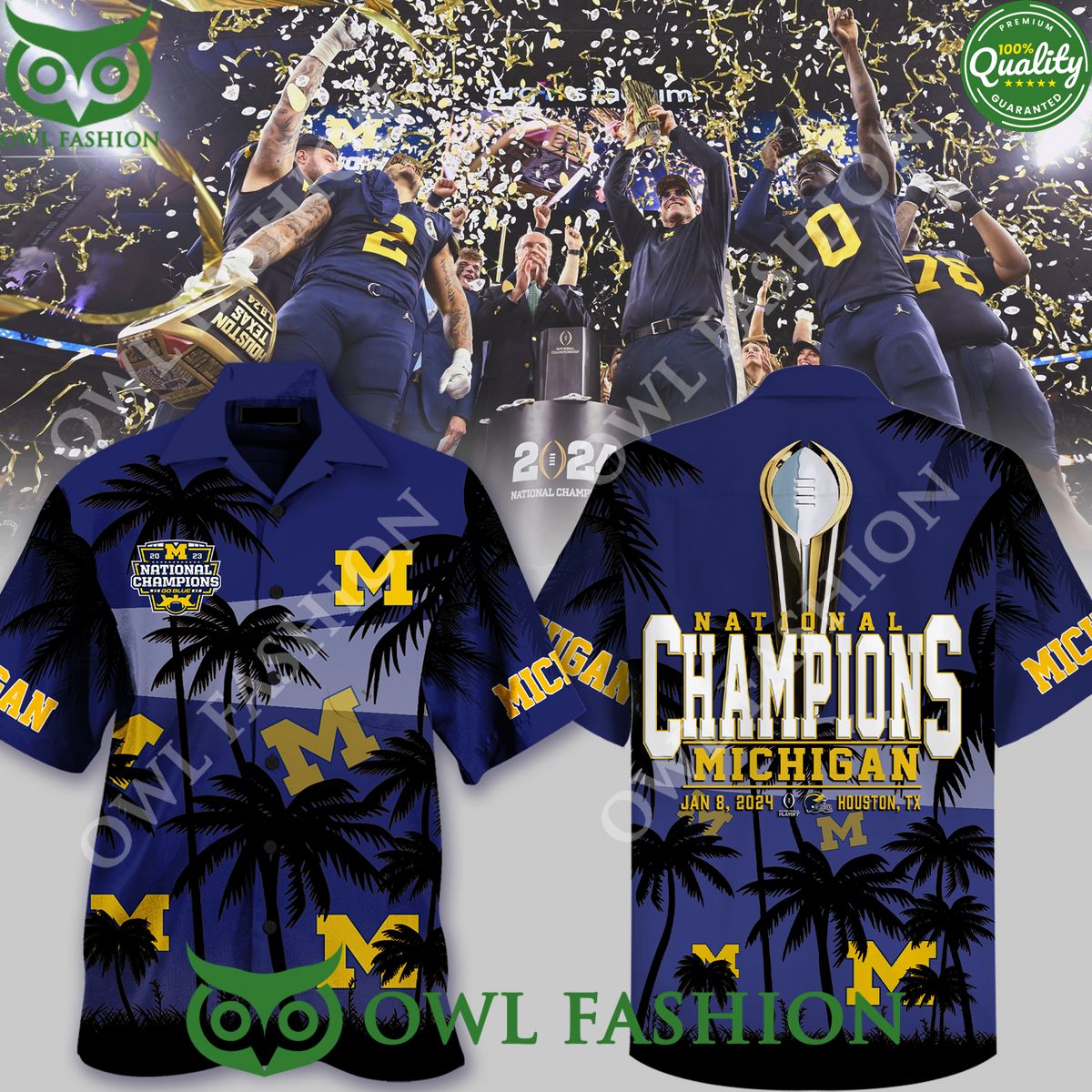 Michigan Wolverines football 2023 NATIONAL CHAMPIONSHIP Blue Hawaiian Shirt
