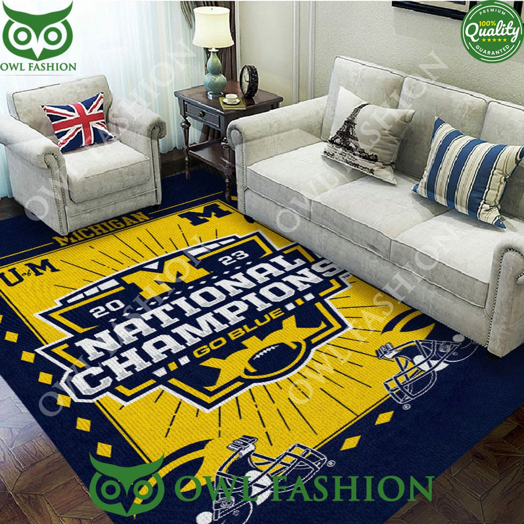 Michigan Wolverines Football Go Blue Rectangular Rug