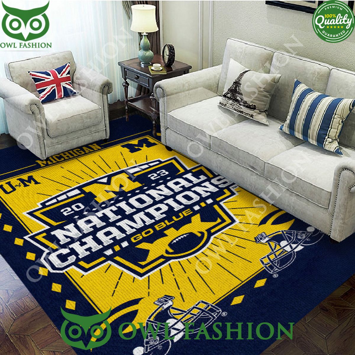 Michigan Wolverines Football Go Blue Rectangular Rug