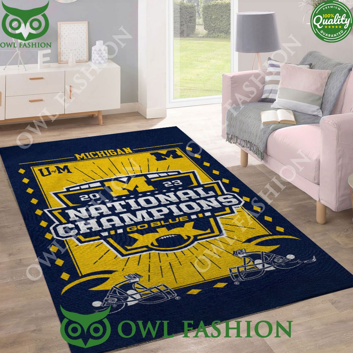 Michigan Wolverines Football Go Blue Rectangular Rug