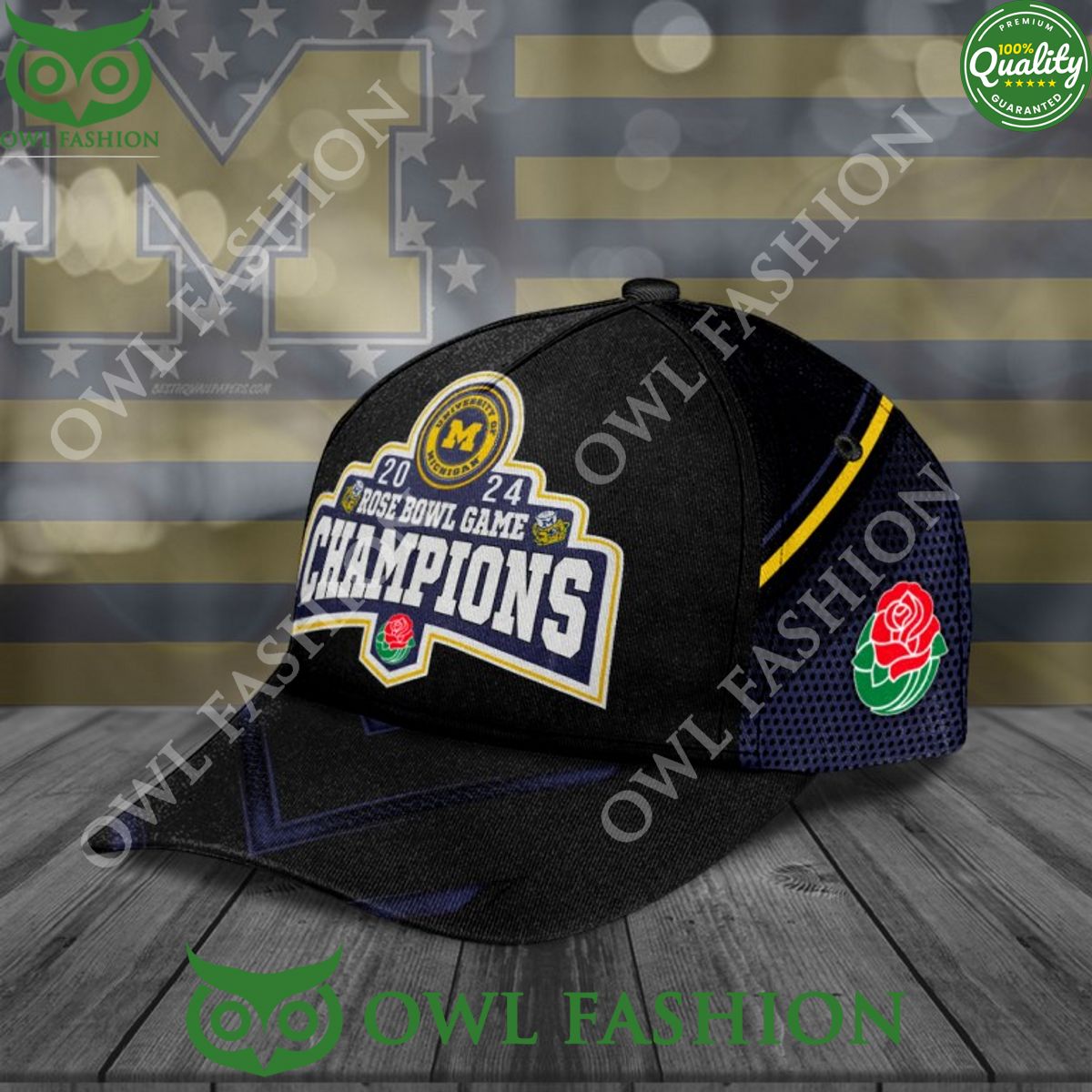 Michigan Wolverines Football Rose bowl game 2024 printed Classic Cap