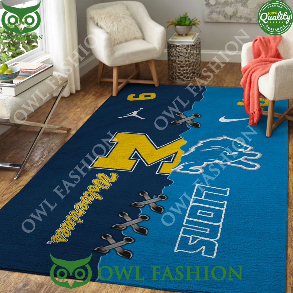 Michigan Wolverines Football x Detroit Lions Carpet Rug