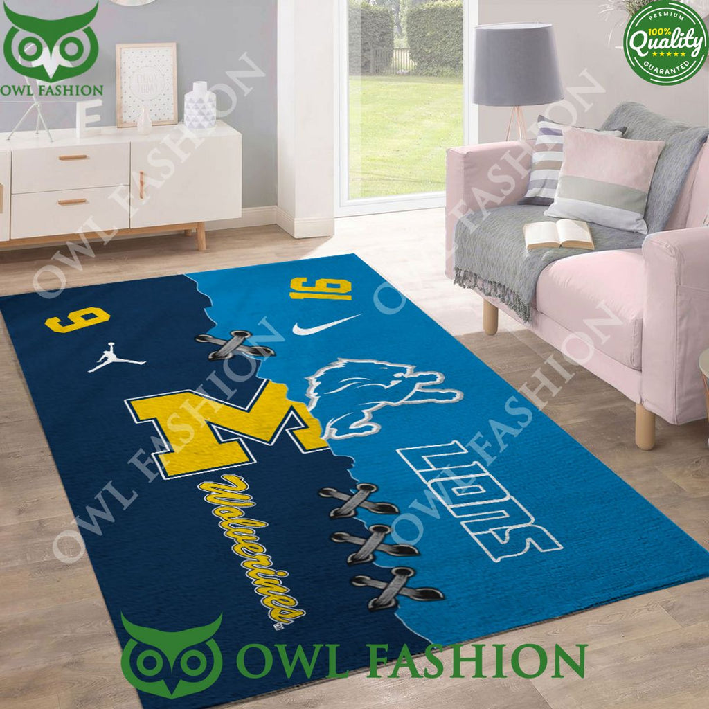 Michigan Wolverines Football x Detroit Lions Carpet Rug
