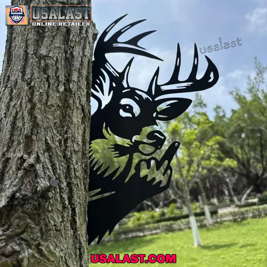 Middle Finger Animal Metal Yard Sign Garden Decor
