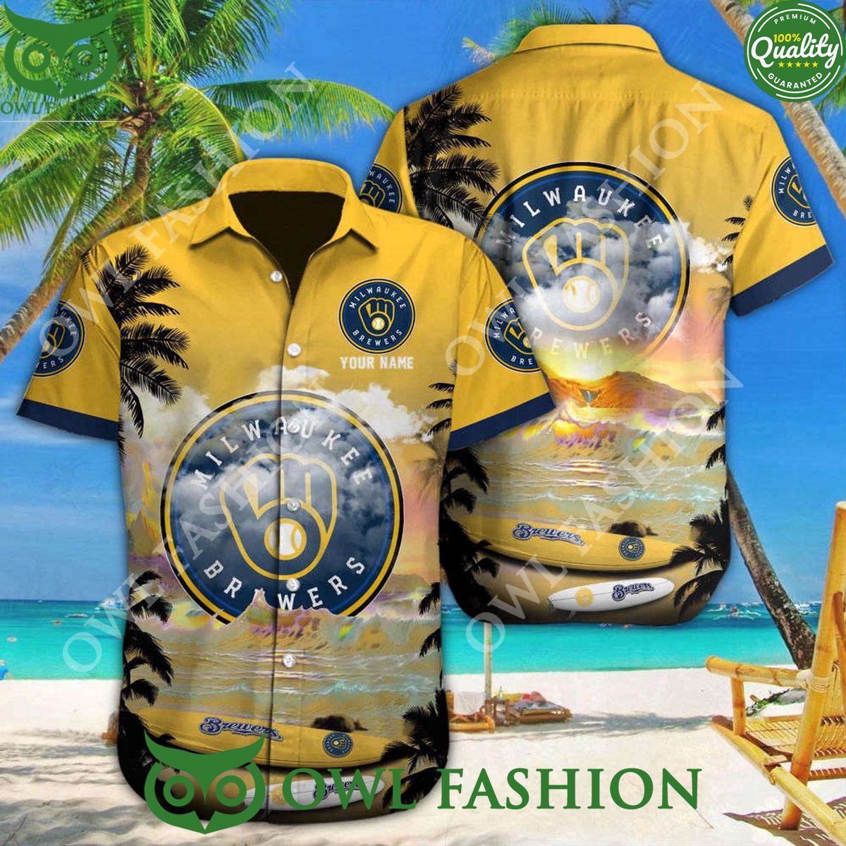 Milwaukee Brewers Beach Vibe Aloha Customized MLB Hawaii Shirt