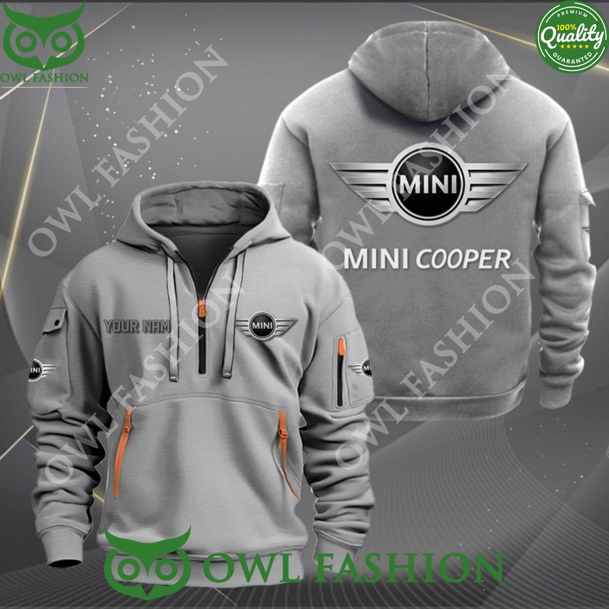Mini Cooper Personalized 2d half zipper hoodie