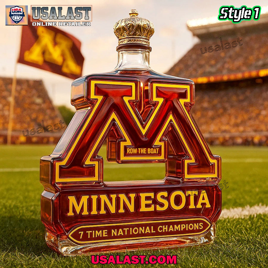 Minnesota Golden Gophers 7 Time National Champions Whiskey Bottle