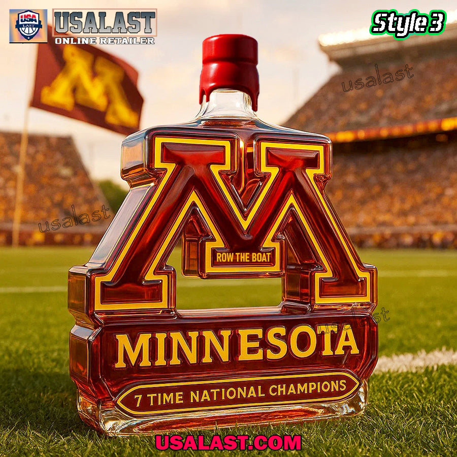 Minnesota Golden Gophers 7 Time National Champions Whiskey Bottle