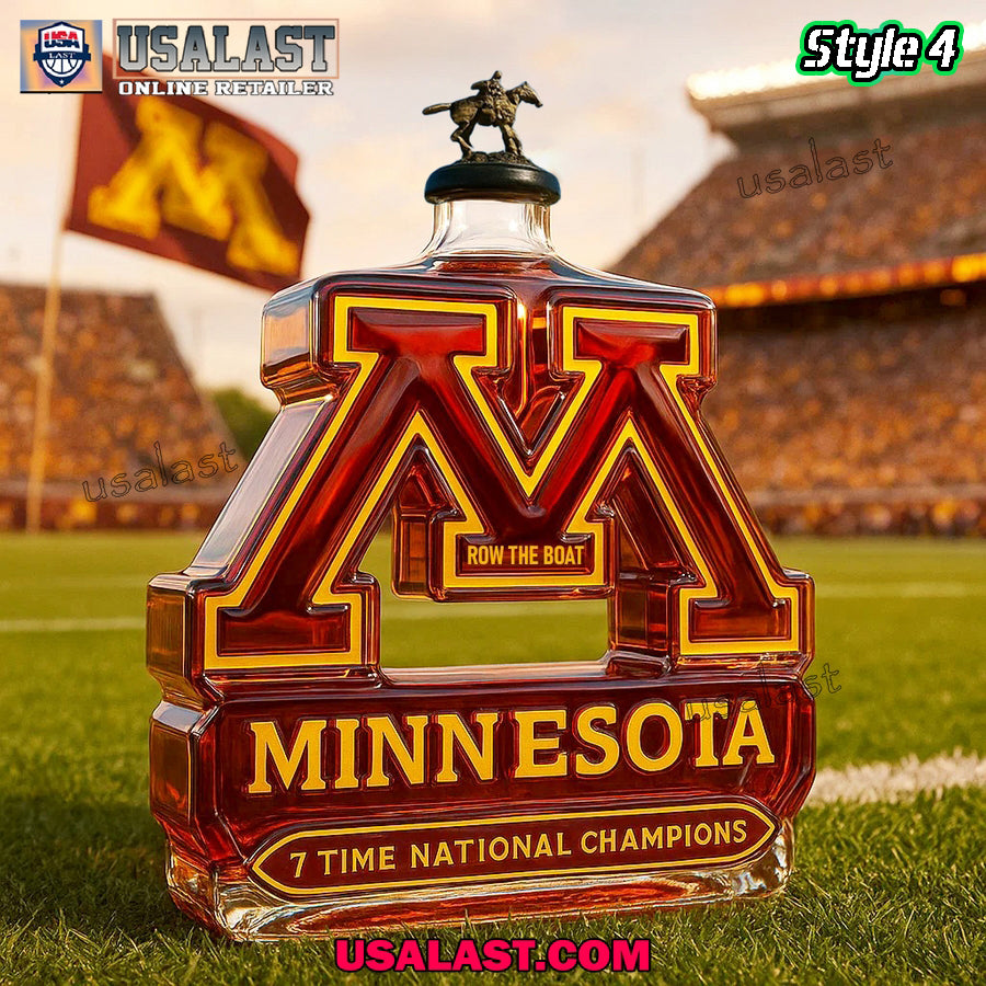 Minnesota Golden Gophers 7 Time National Champions Whiskey Bottle