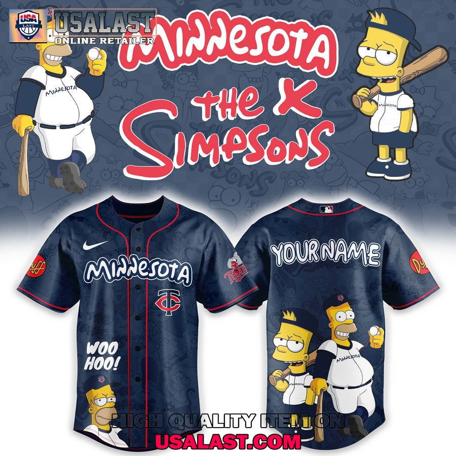 Minnesota Twins Mix The Simpsons Heritage Custom Baseball Jersey