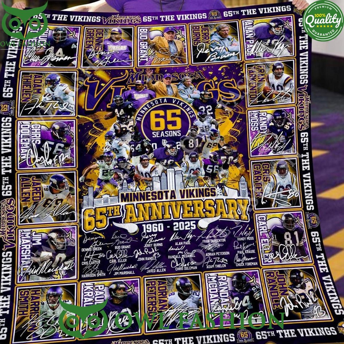 Minnesota Vikings 65 Seasons 65th Anniversary 1960-2025 New Fleece Blanket