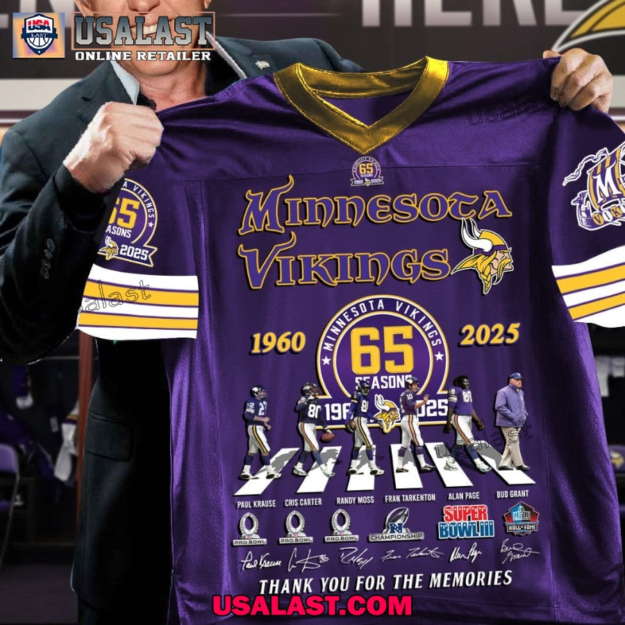 Minnesota Vikings 65th Anniversary 1960-2025 V-neck Jersey Shirt