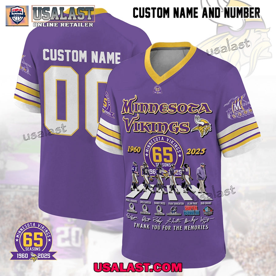 Minnesota Vikings 65th Anniversary 1960-2025 V-neck Jersey Shirt