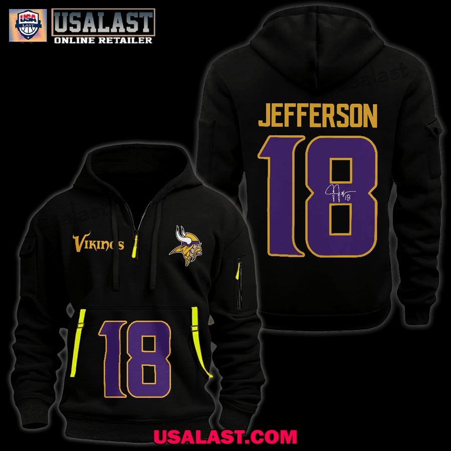 Minnesota Vikings JJ18 Black Heavy Zip Hoodie