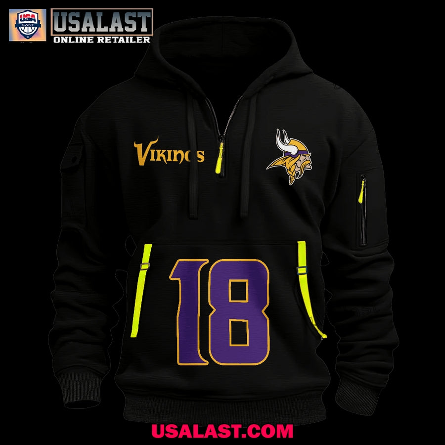 Minnesota Vikings JJ18 Black Heavy Zip Hoodie