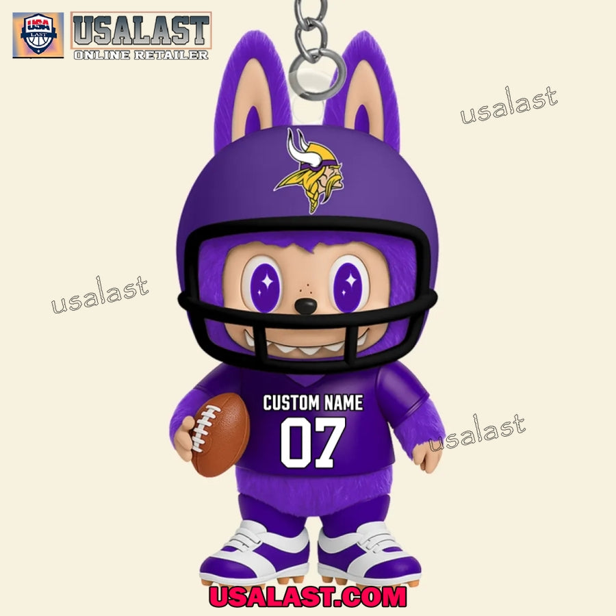 Minnesota Vikings x Labubu Monster Custom Acrylic Keychain, Decoration Ornament