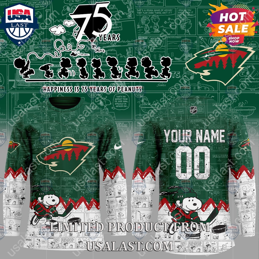 Minnesota Wild NHL Happiness Is 75th Anniversary of Peanuts Hoodie