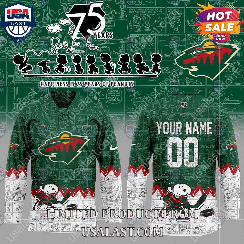 Minnesota Wild NHL Happiness Is 75th Anniversary of Peanuts Hoodie