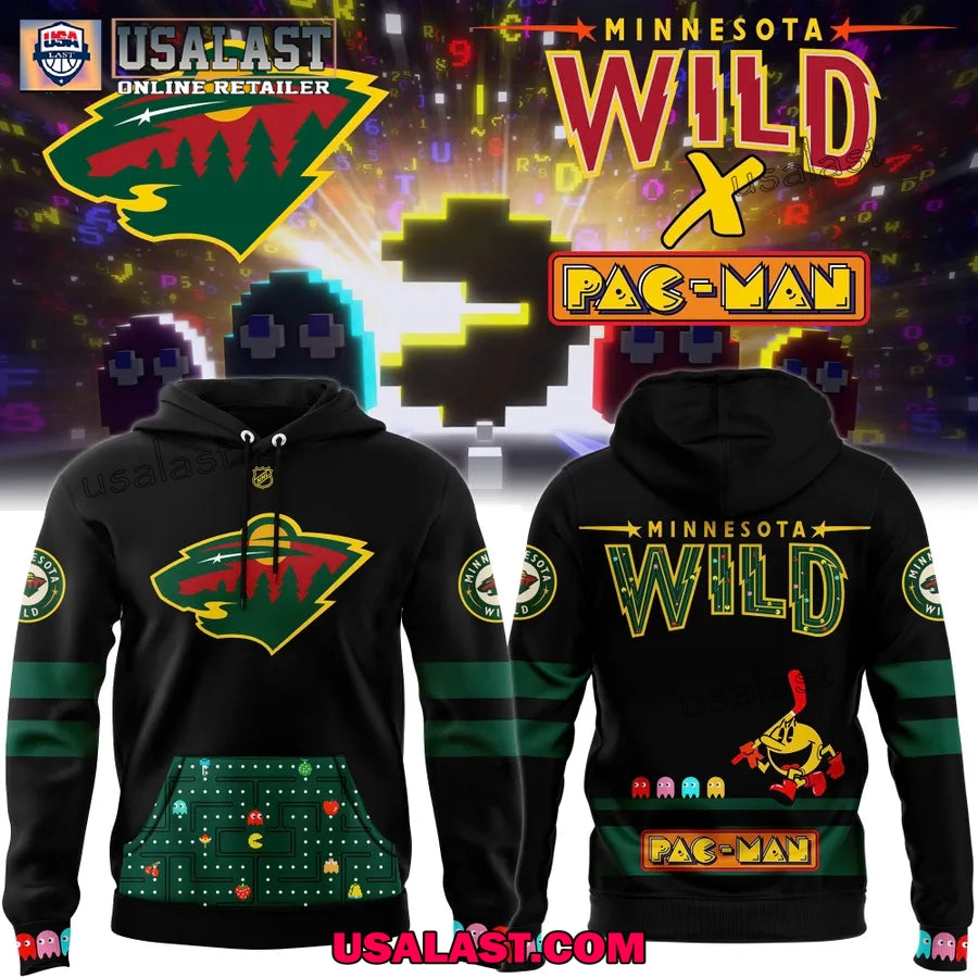 Minnesota Wild x Pac-man Special Black Hoodie