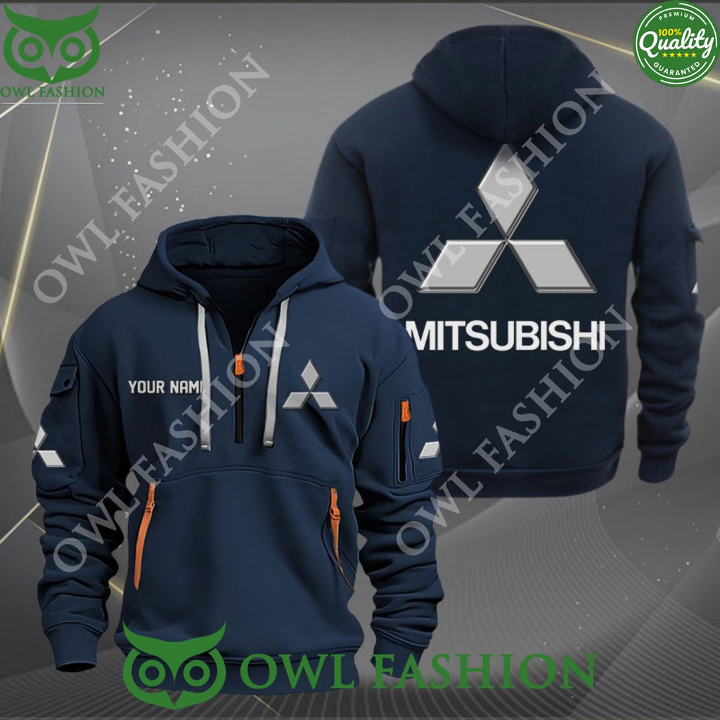 Mitsubishi Luxury Brand Custom Name 2D Half Zipper Hoodie