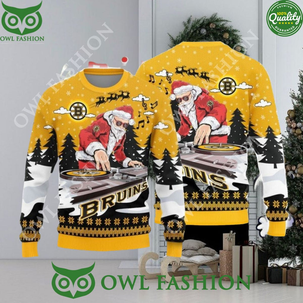 MLB Boston Bruins MLB Christmas Funny DJ Santa Limited Edition 3D Sweater