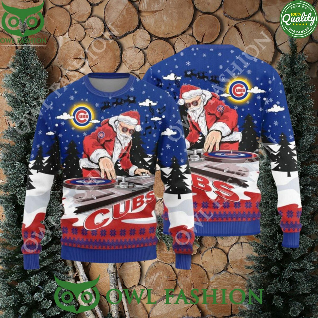 MLB Chicago Cubs Christmas Funny DJ Santa New Style Sweater