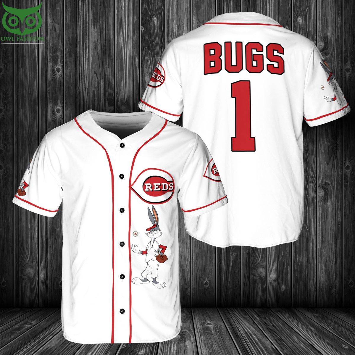 MLB Cincinnati Reds Bugs Bunny Baseball Jersey Shirt