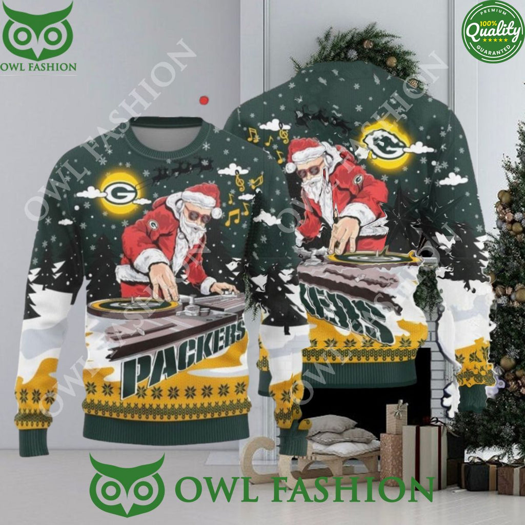 MLB Green Bay Packers Christmas Funny DJ Santa Limited Edition 3D Sweater
