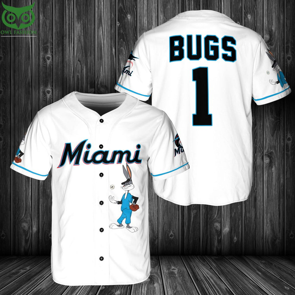 MLB Miami Marlins Bugs Bunny Baseball Jersey Shirt
