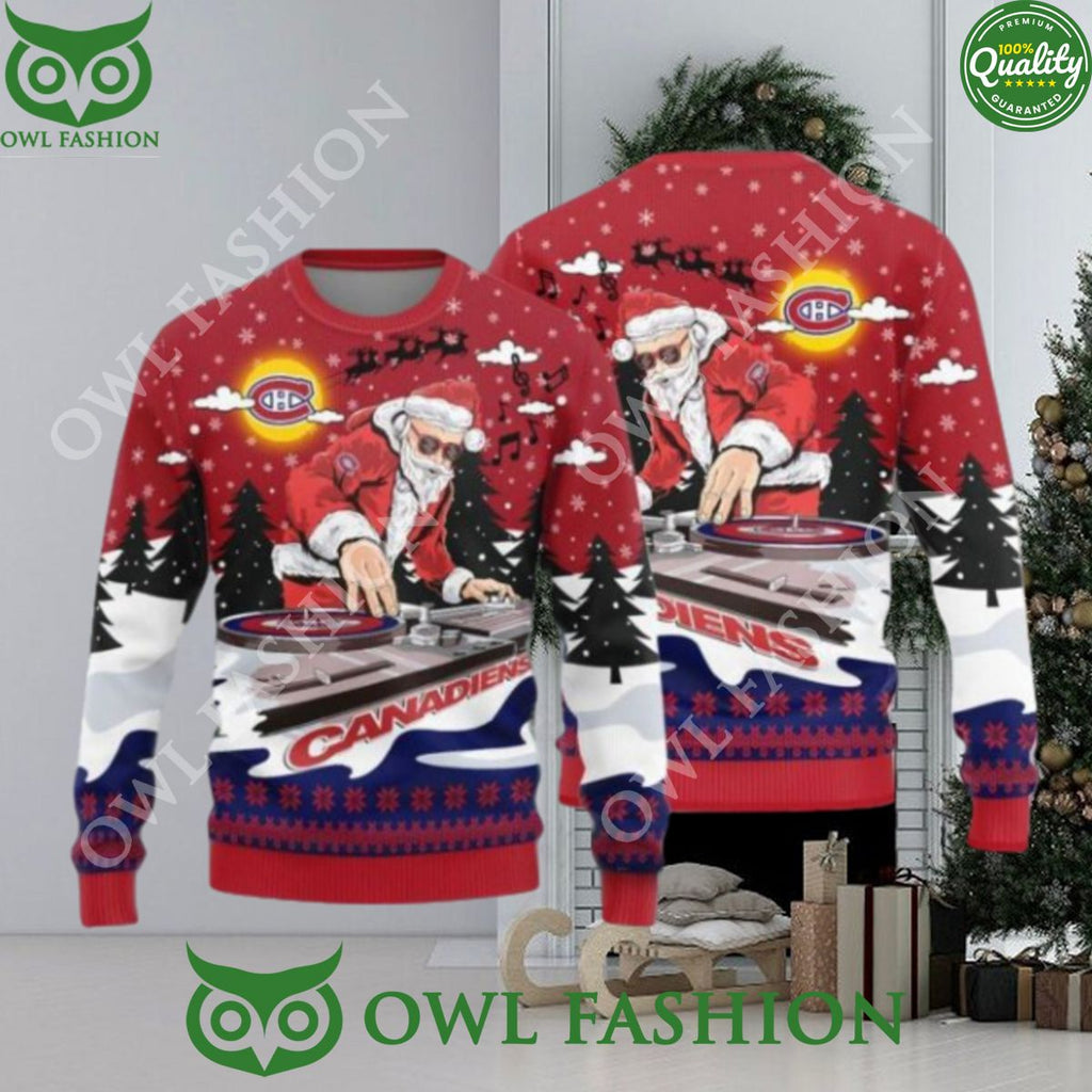 MLB Montreal Canadiens Christmas Funny DJ Santa New Style Sweater