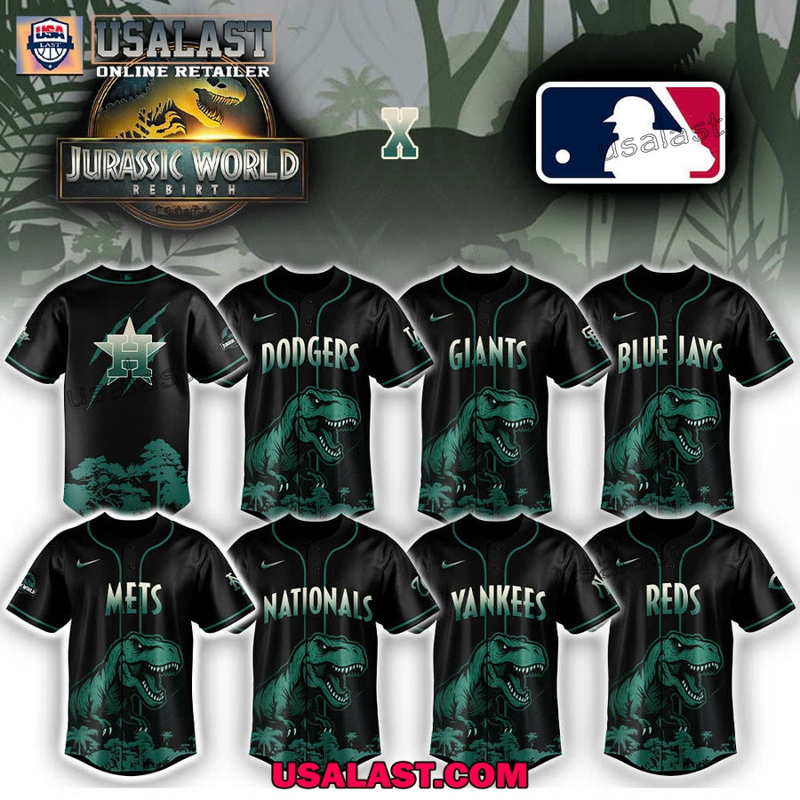 MLB Team x Jurassic World Black Baseball Jersey 2025