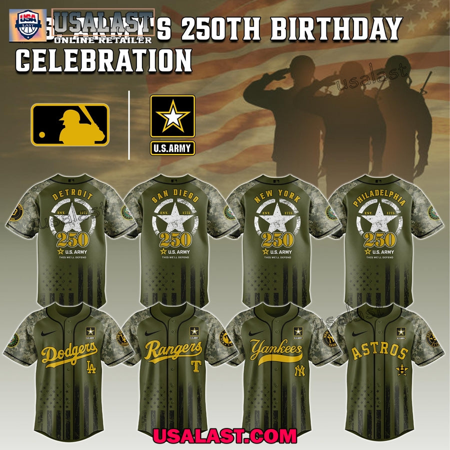 MLB Team x US Army 250th Anniversary Baseball Jersey Shirt