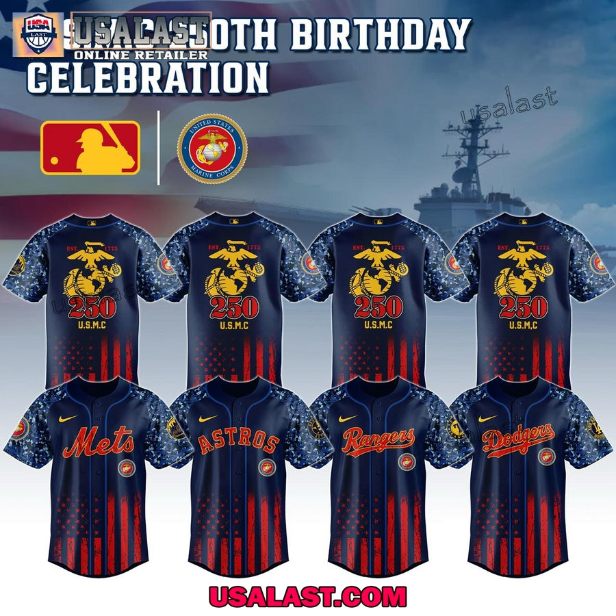 MLB Team x USMC 250th Anniversary Baseball Jersey Shirt