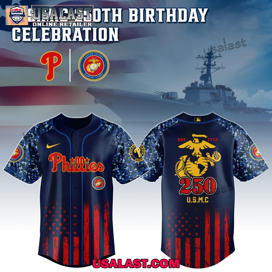MLB Team x USMC 250th Anniversary Baseball Jersey Shirt