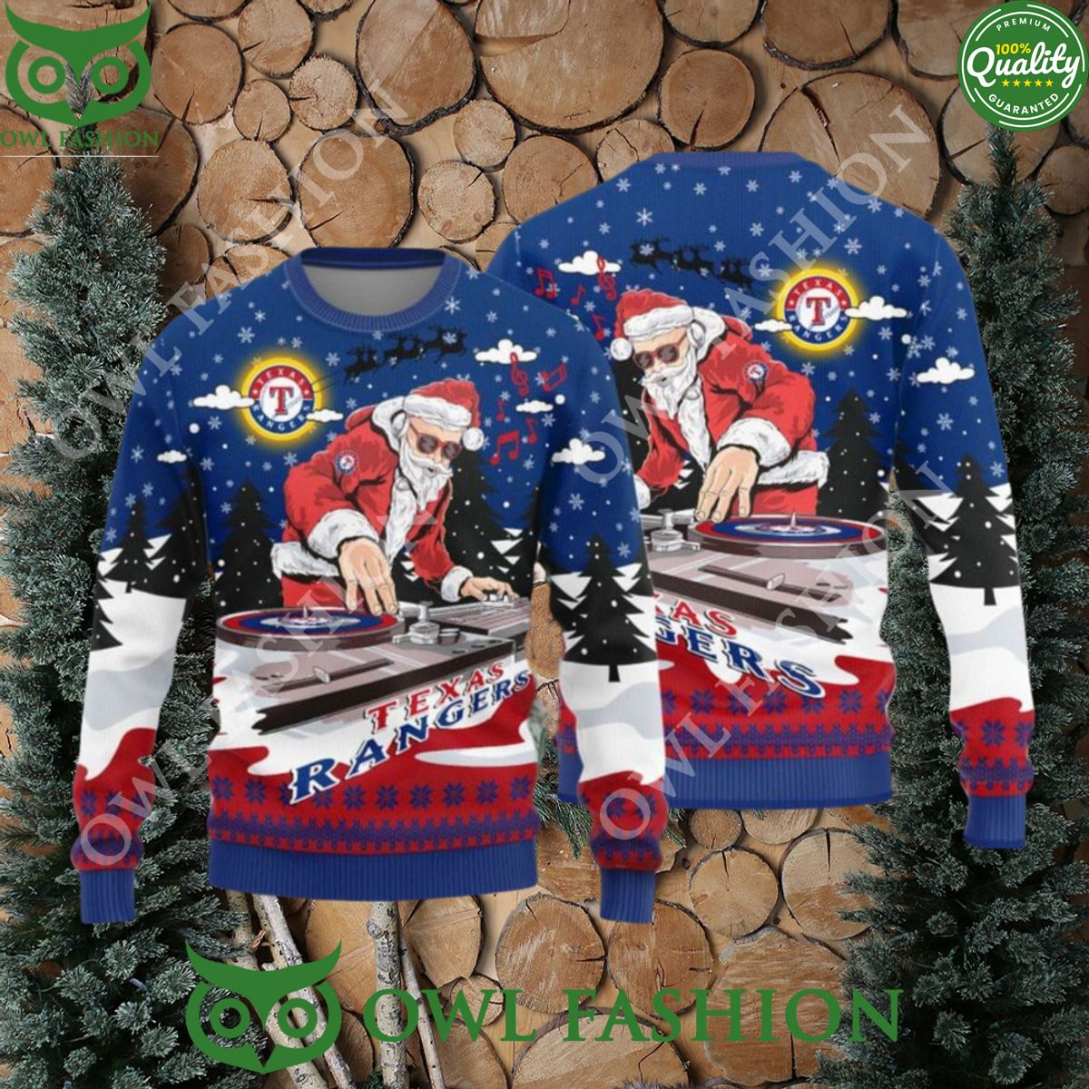 MLB Texas Rangers Christmas Funny DJ Santa New Style Sweater