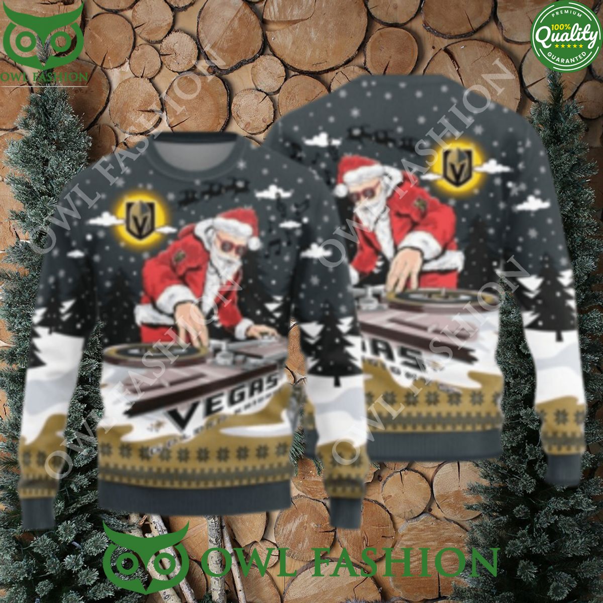 MLB Vegas Golden Knights Christmas Funny DJ Santa New Style Sweater