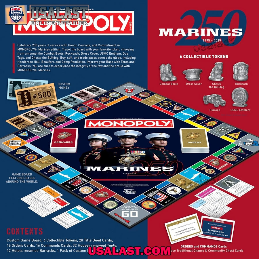 Monopoly US Marine Corps 250th Anniversary Game Board