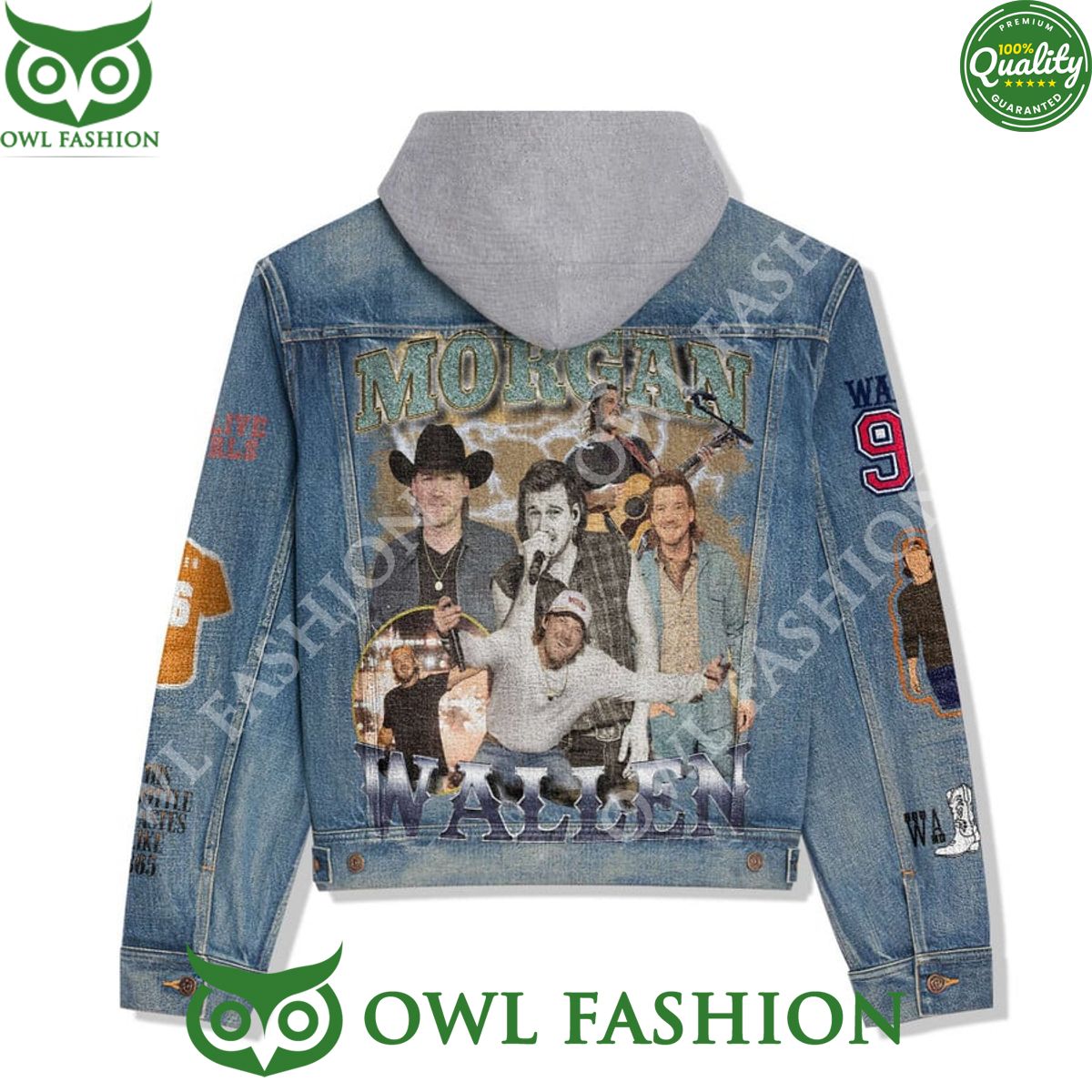 Morgan Wallen 98 Braves Album country music singer Hooded Denim Jacket
