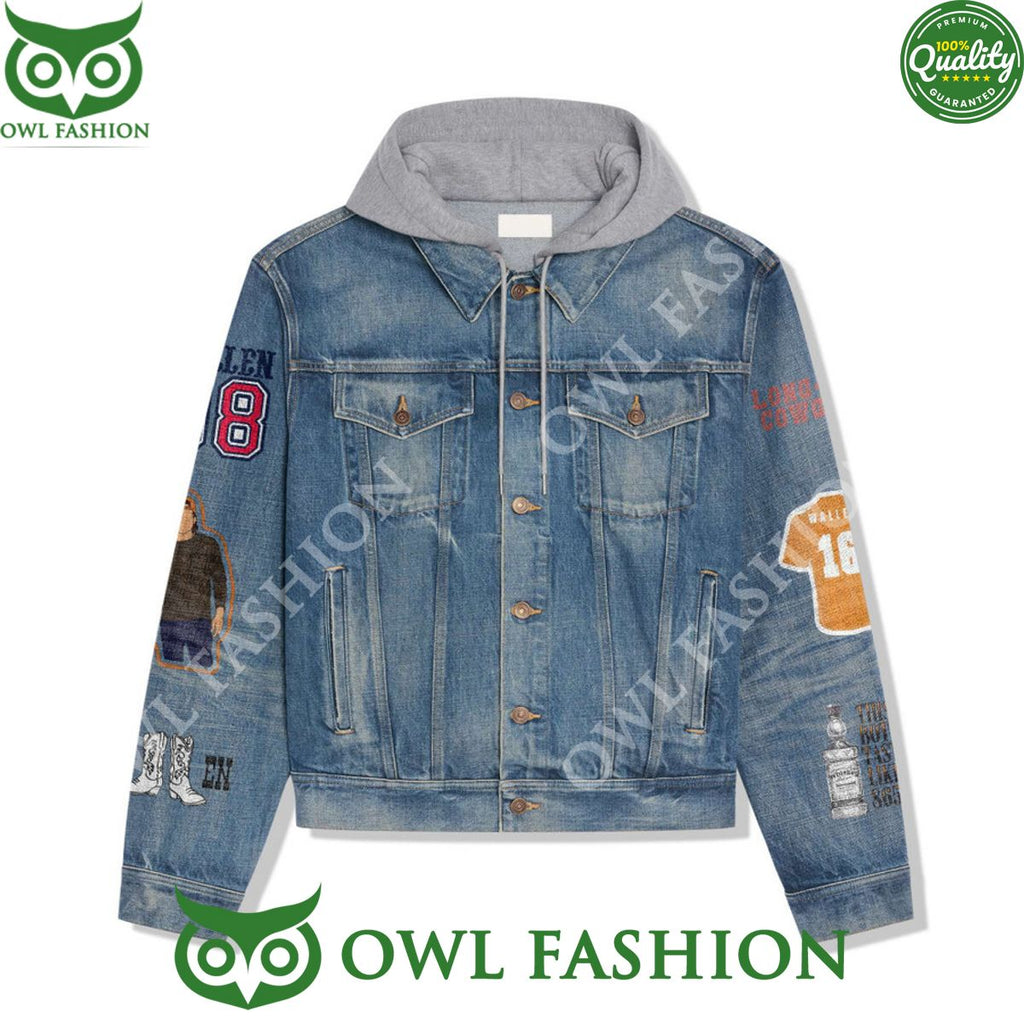 Morgan Wallen 98 Braves Album country music singer Hooded Denim Jacket