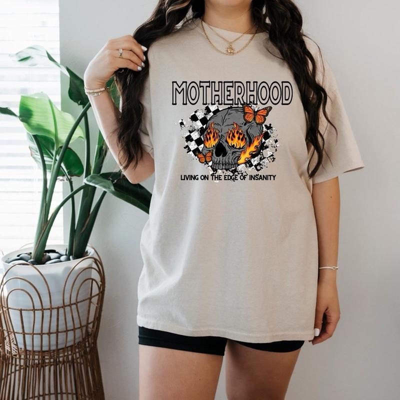 motherhood on the edge of insanity T-shirt DRG Hoodie, Sweatshirt | RetroVerseTees.com
