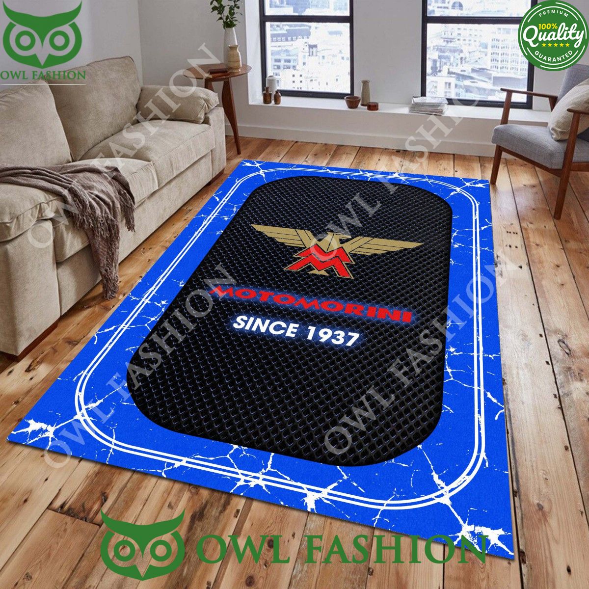 Moto Morini 1937 automotive luxury brand rug carpet for living room