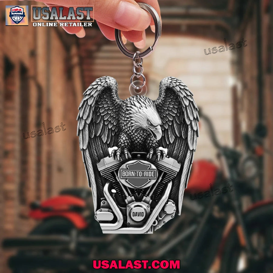Motorcycle Lover Born To Ride Custom Name Acrylic Keychain