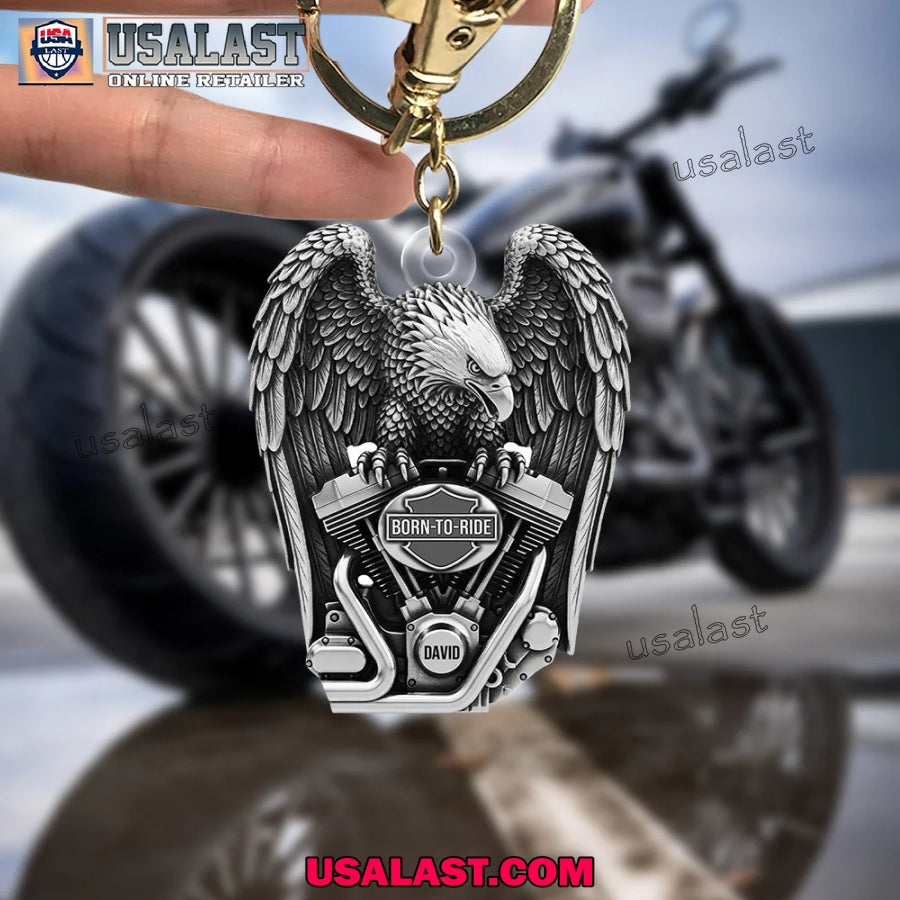 Motorcycle Lover Born To Ride Custom Name Acrylic Keychain