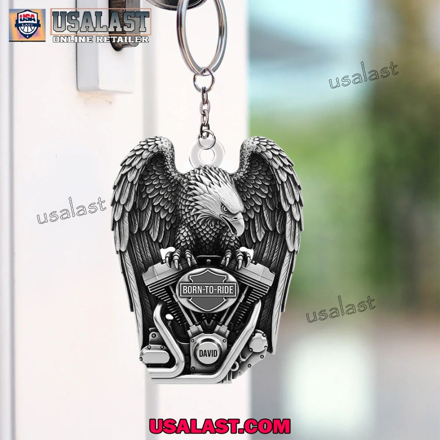 Motorcycle Lover Born To Ride Custom Name Acrylic Keychain