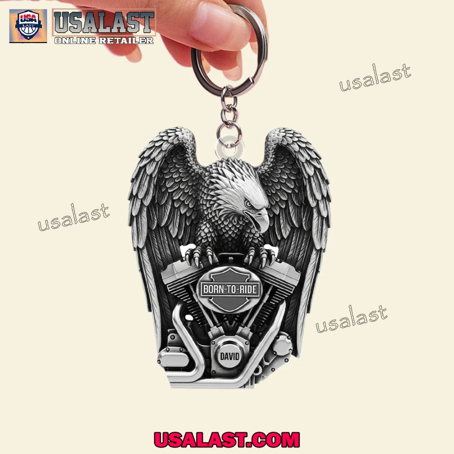 Motorcycle Lover Born To Ride Custom Name Acrylic Keychain